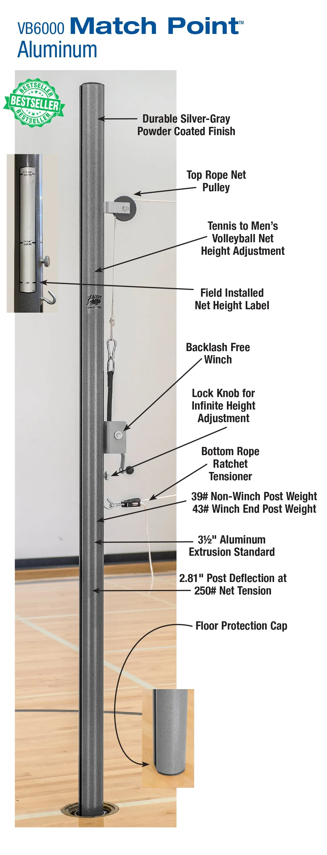 MATCH POINT™ ALUMINUM COMPLETE SYSTEM W/O FLOOR SOCKETS